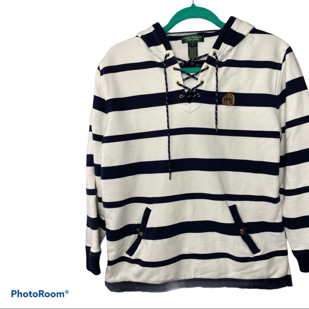 Ralph Lauren navy stripped hooded sweatshirt Used